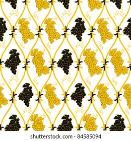 seamless abstract golden and black grape pattern