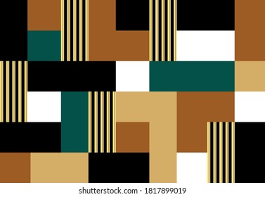 Rectángulos dorados abstractos sin inconveniente sobre fondo colorido.EPS10 Ilustración.
