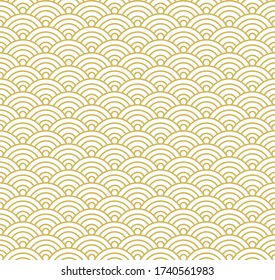 Seamless of abstract golden waves on white background vector illustration. Beautiful oriental pattern.