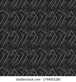Seamless abstract gothic style pattern. Black and gray colors. Hand drawn vector background. Trendy textile, fabric, wrapping, wallpaper.