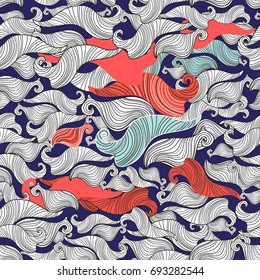 Seamless abstract graphic pattern of wavy elements