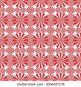 Seamless abstract graphic of red triangles concatenated into spheres that are stacked ,overlapping,repeat on white background. Vector design creative for fabric, wrapping, textile, wallpaper, apparel 