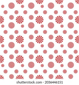 Seamless abstract graphic of red triangles concatenated into spheres in very size (big ,medium and small) on white background. Vector design creative for fabric, wrapping, textile, wallpaper, apparel.