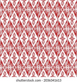 Seamless abstract graphics of hand written the red text (Autumn) in rhombus shape on white background. Creative vector design for fabrics, wraps, textiles, wallpaper, apparel for autumn.