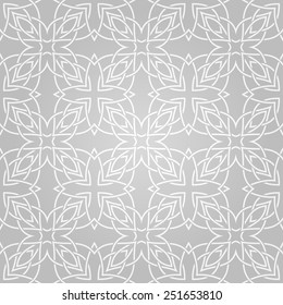 Seamless abstract gray pattern with white fancy ornament. Vector illustration