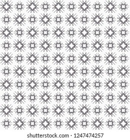 Seamless abstract gray texture on white background. Arranged in a staggered manner two medium floral fractal patterns. Vector.
