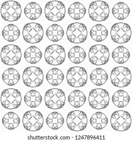 Seamless abstract gray texture on white background. Arranged in a staggered manner two medium floral fractal patterns.
