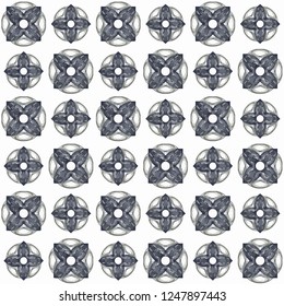 Seamless abstract gray texture on white background. Arranged in a staggered manner two large floral fractal patterns. Vector.
