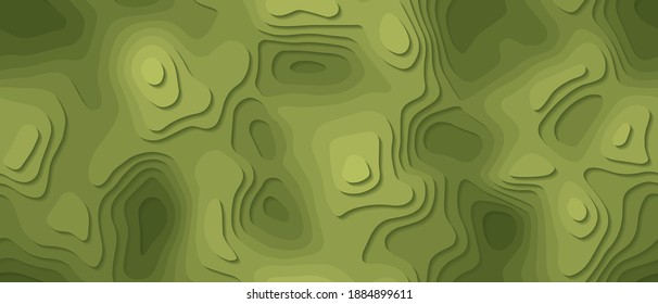 Seamless abstract green background paper cut realistic relief. Vector illustration.