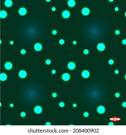 seamless abstract green floral pattern with sphere on dark background vector