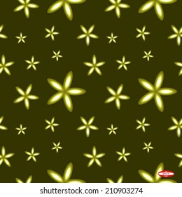 seamless abstract green floral pattern pistachio texture with stars vector