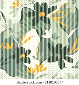 seamless Abstract green flower pattern on textures