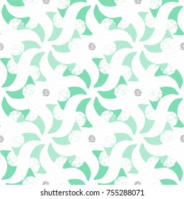 seamless abstract green flower pattern on white background