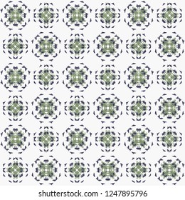 Seamless abstract green gray texture on white background. Arranged in a staggered manner two medium floral fractal patterns.
