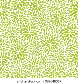 Seamless Abstract Green Leaf Pattern, Foliage Vector Background