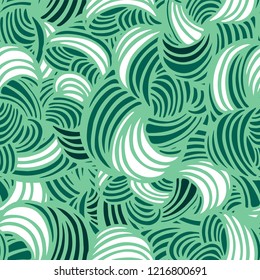 Seamless abstract green pattern. Hand drawn doodle art. Vector illustration.