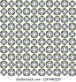 Seamless abstract green purple texture on white background. Arranged in a staggered manner two medium floral fractal patterns. Vector.
