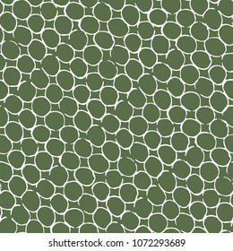 Seamless Abstract Green Rings Freehand Drawing Background Pattern