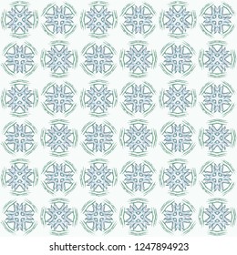Seamless abstract green texture on white background. Arranged in a staggered manner two large floral fractal patterns. Vector.

