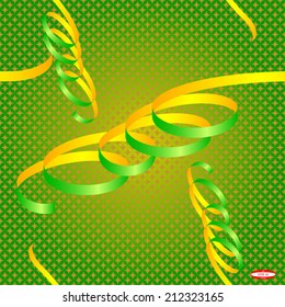 seamless abstract green yellow floral pattern with streamer vector