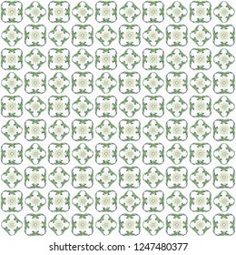 Seamless abstract green yellow texture on white background. Arranged in a staggered manner two medium floral fractal patterns. Vector.
