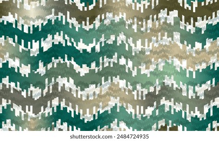 Seamless abstract green zigzag vector pattern with soft colors. Eye-catching design