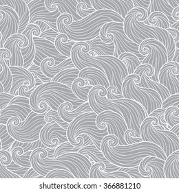 Seamless abstract grey  hand-drawn waves pattern, wavy background. Seamless pattern can be used for wallpaper, pattern fills, web page background,surface textures. Gorgeous seamless background