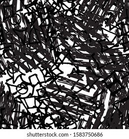 Seamless abstract grunge background. Black and white pattern of repeating elements