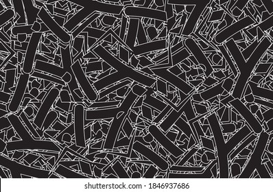 Seamless abstract grunge background. Chaotic camouflage pattern. Repeating texture art. Template for printing on fabric, wallpaper