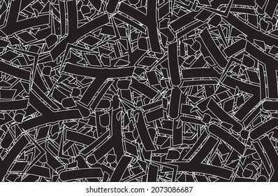 Seamless abstract grunge background. Chaotic camouflage pattern. Repeating texture art. Template for printing on fabric, wallpaper