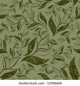 Seamless abstract grunge floral pattern with leafs (From my big "Seamless collection")