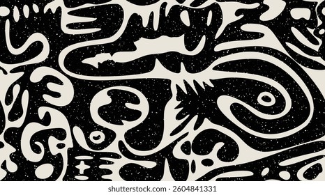 Seamless abstract grunge pattern, random silhouette texture with unique shapes, ideal for wall art, gift wrapping, home décor, and book covers.