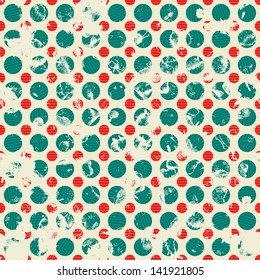 Seamless abstract grunge retro background with circles, vector illustration