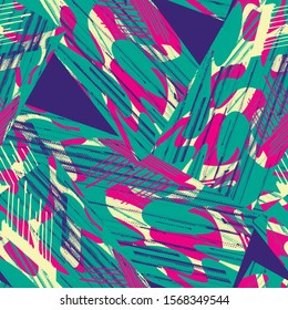 Seamless abstract grunge urban pattern with curved elements.
