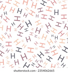 Seamless abstract H letter vector geometric pattern. Colorful letters on white background. Random order. Gift wrapping paper, fabric, poster. Bed linen and interior. School and learning theme.