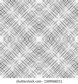 Seamless abstract half tone background. Modern texture from the dashed crossed lines. Vector template of design.