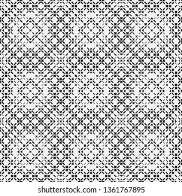 Seamless abstract half tone background. Modern texture from the dashed crossed lines. Vector template of design.