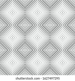 Seamless abstract half tone background. A modern vector pattern from infinitely repeating geometrical figures with rombs, four-point star. Vector template.