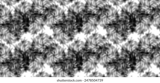 Seamless abstract halftone polka dot pattern with swirl elements. Vector.