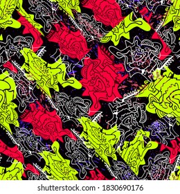 Seamless abstract hand draw colorful pattern