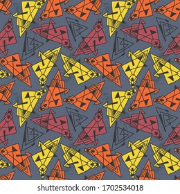 Nahtlose abstrakte Hand zeichnen Geometrie Muster mit chaotischen gekrümmten Elementen.