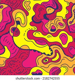 Seamless abstract hand drawn artwork with unique colorful pattern in boho style