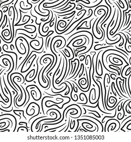 Seamless abstract hand drawn black and white pattern. Doodle art.
