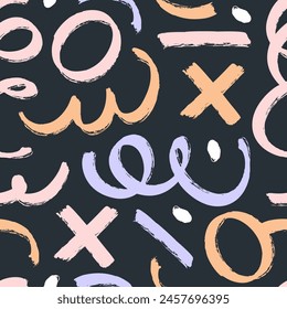 Pincelada abstracta sin fisuras dibujada a mano grunge Formas patrón textura . Impresión de chevron geométrica simple moderna en Vector Dibujado a mano hipster elegante patrón