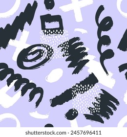 Nahtlose abstrakte Hand gezeichnete Pinselstrich Grunge Formen Muster Textur . Einfache moderne geometrische Chevron-Print in Vektorgrafik Hand gezeichnete Hipster stilvolle Muster