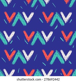 Seamless abstract  hand drawn brushstroke shapes pastel colored pattern texture . Simple  geometric  chevron print