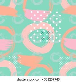 Seamless abstract hand drawn brushstroke shapes  pattern texture . Simple modern geometric chevron print in vector Hand drawn hipster stylish pattern . 