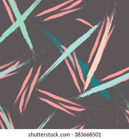 Seamless abstract hand drawn brushstroke shapes pattern texture . Simple modern geometric chevron print in vector Hand drawn hipster stylish pattern 