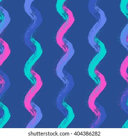 Seamless Abstract Hand Drawn Brushstroke Shapes Pattern Texture . Simple Modern Geometric Chevron Print In Vector. Hand Drawn Hipster Stylish Neon Colored Wallpaper