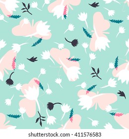 Seamless abstract hand drawn brushstroke flowers pattern texture . Summer modern chevron print in vector .Hand drawn hipster stylish decorative wallpaper
